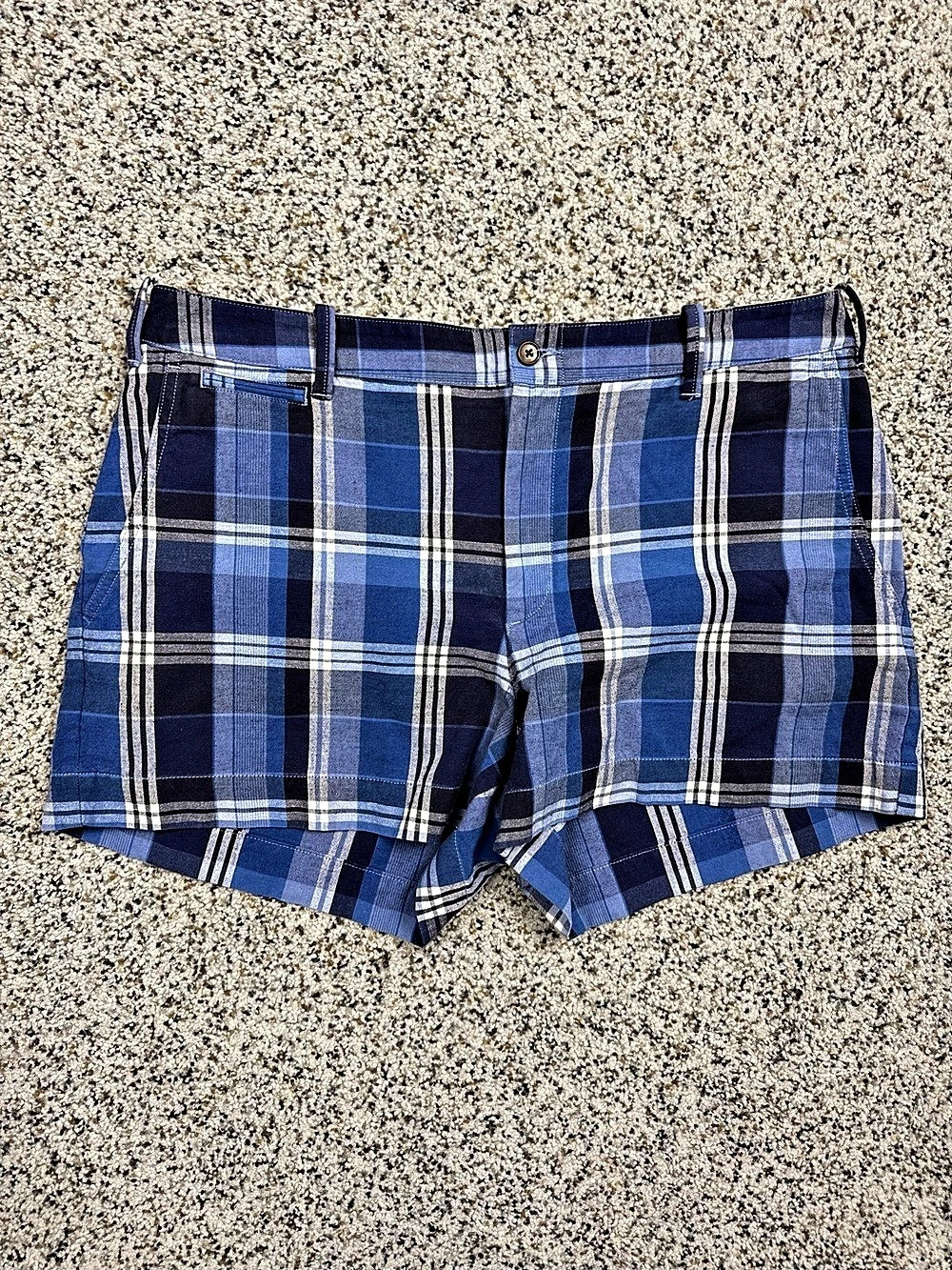 Polo Ralph Lauren Plaid Shorts 12 Blue White Womens Flat Front Preppy Cotton